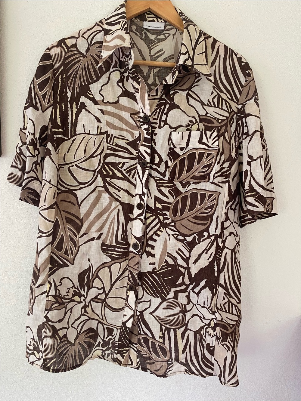 Frank WalderTropical Print Short-Sleeve Shirt - Brown/White